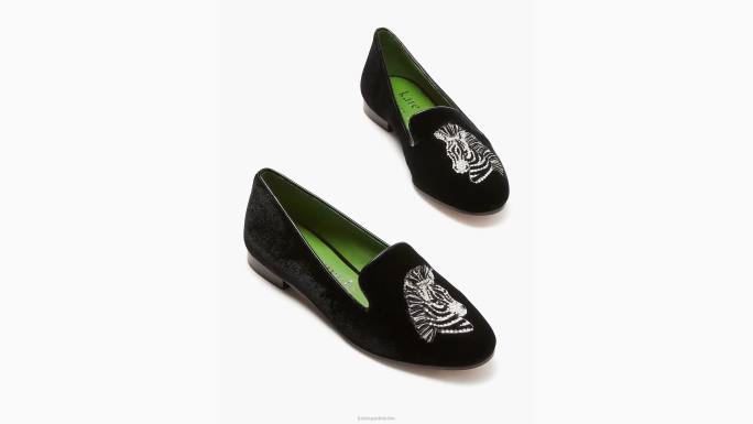 žene Kate Spade crno lounge zebra natikače obuća 04HN667