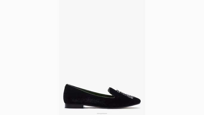 žene Kate Spade crno lounge zebra natikače obuća 04HN667
