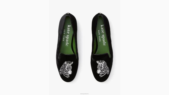 žene Kate Spade crno lounge zebra natikače obuća 04HN667