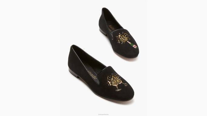 žene Kate Spade crno salonske gazirane natikače obuća 04HN626