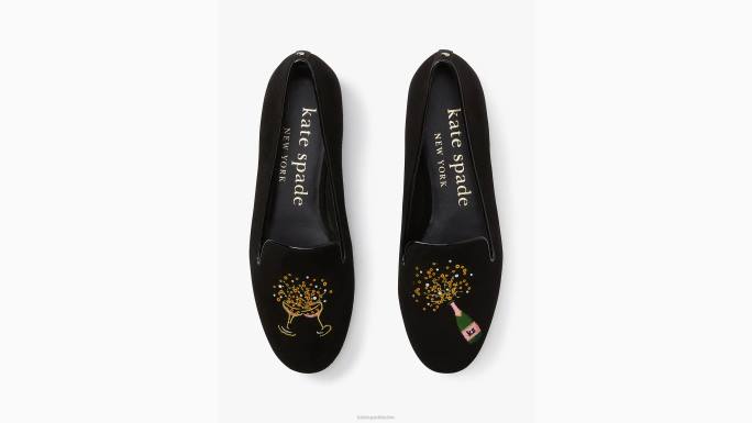žene Kate Spade crno salonske gazirane natikače obuća 04HN626