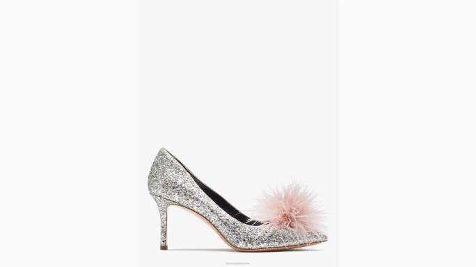 žene Kate Spade zlatno srebro marabu pumpe obuća 04HN647