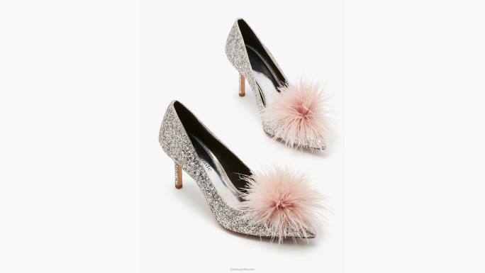 žene Kate Spade zlatno srebro marabu pumpe obuća 04HN647