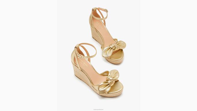 žene Kate Spade blijedo zlato tianna espadrile klinovi obuća 04HN586