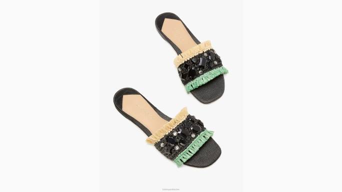 žene Kate Spade crna/prirodna/menta bora bora klizne sandale obuća 04HN578