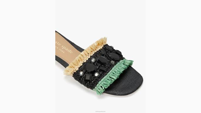 žene Kate Spade crna/prirodna/menta bora bora klizne sandale obuća 04HN578