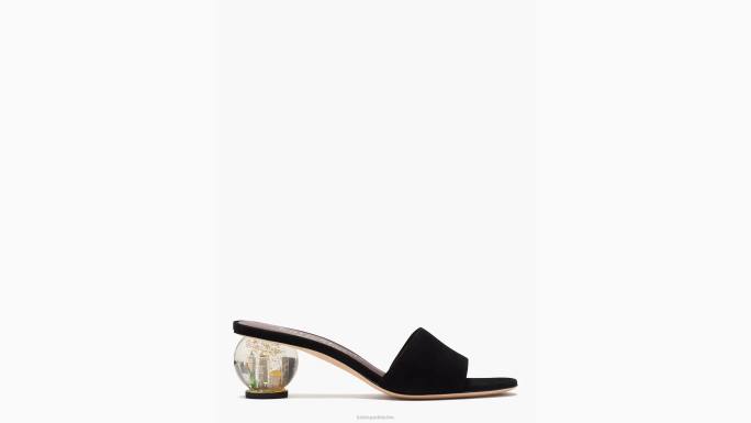 žene Kate Spade crno ulaštene klizne sandale obuća 04HN517