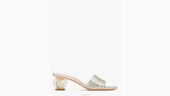 žene Kate Spade srebro zlato ulaštene klizne sandale obuća 04HN679