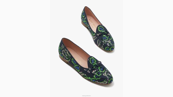 žene Kate Spade blejzer plavi/piknik cvjetni devi izvezene natikače obuća 04HN557