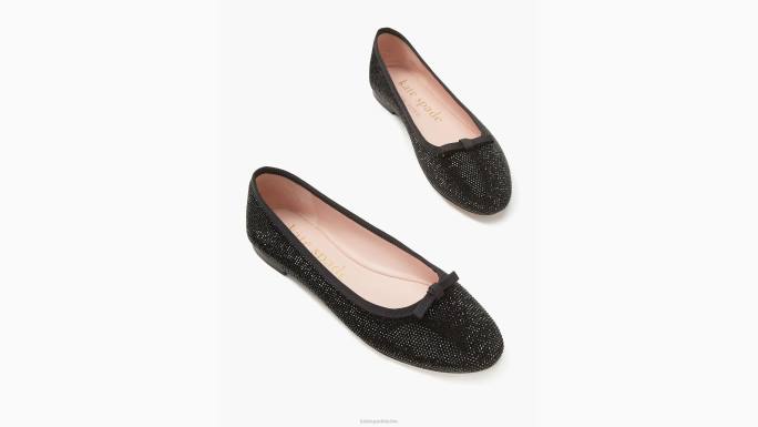žene Kate Spade crno djetelina popločati stanove obuća 04HN601