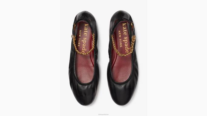 žene Kate Spade crno drobiti stanove obuća 04HN641