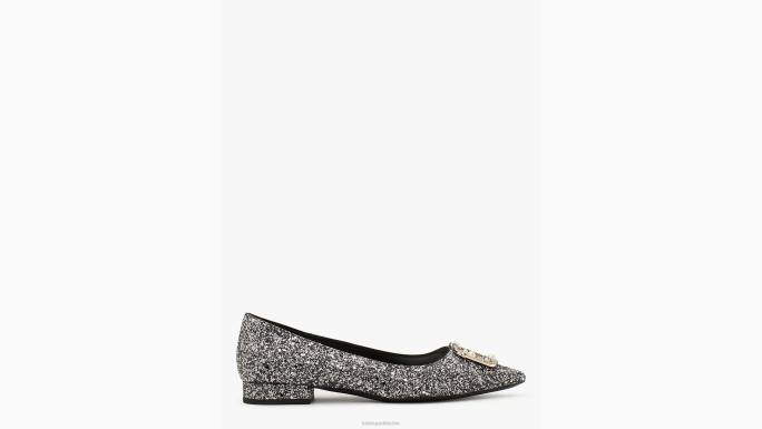 žene Kate Spade crno srebro zakopčati stanove obuća 04HN677