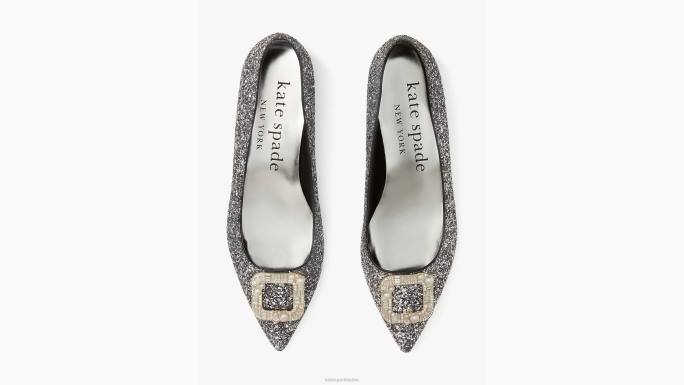 žene Kate Spade crno srebro zakopčati stanove obuća 04HN677