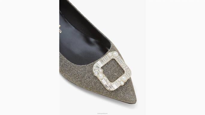 žene Kate Spade crno zlato srebro zakopčati stanove obuća 04HN596