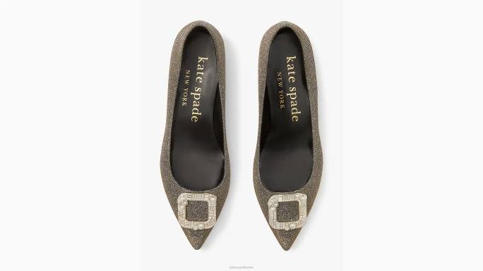 žene Kate Spade crno zlato srebro zakopčati stanove obuća 04HN596