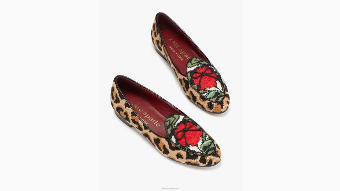žene Kate Spade ljupki leopard devi izšivene mokasinke obuća 04HN659
