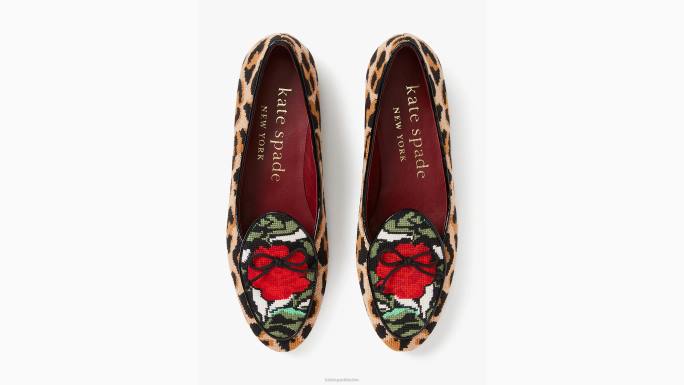 žene Kate Spade ljupki leopard devi izšivene mokasinke obuća 04HN659