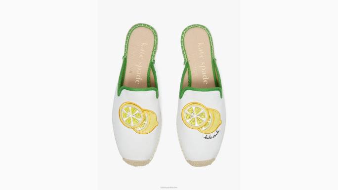 žene Kate Spade prava bijela/ks zelena azura lemons espadrile mule obuća 04HN499