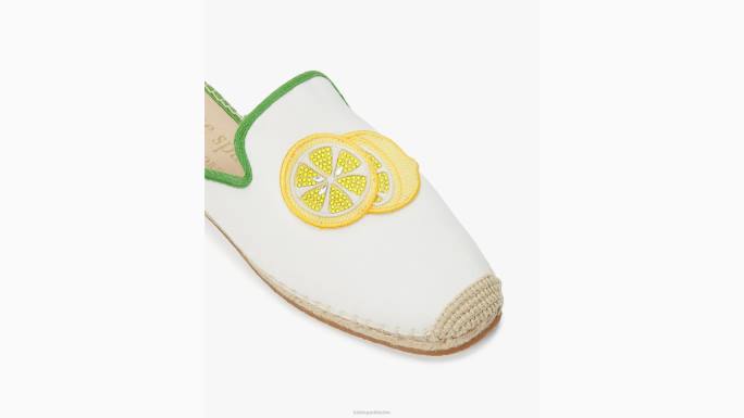 žene Kate Spade prava bijela/ks zelena azura lemons espadrile mule obuća 04HN499