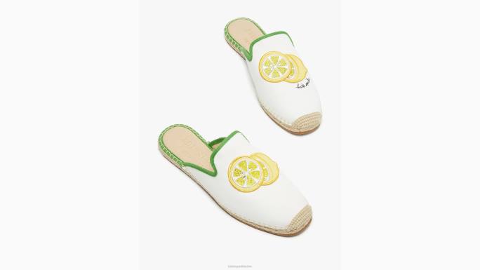 žene Kate Spade prava bijela/ks zelena azura lemons espadrile mule obuća 04HN499