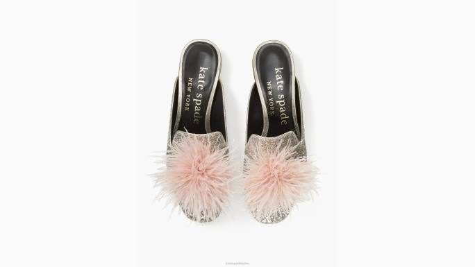 žene Kate Spade zlatno srebro marabu mazge obuća 04HN630