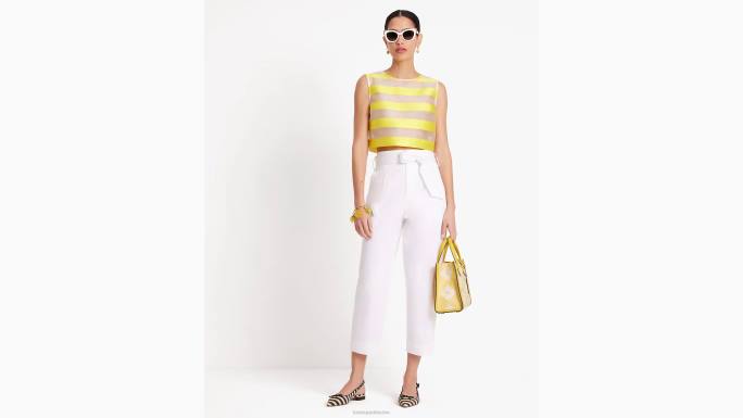 žene Kate Spade svježe bijelo hlače od poplina na vezanje odjeća 04HN726