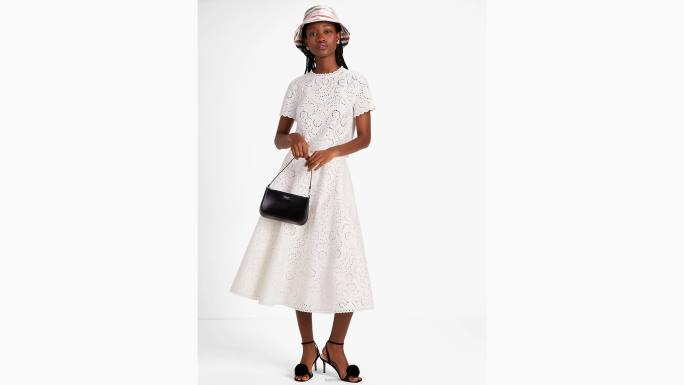 žene Kate Spade francuska krema cvjetno izvezena cutwork midi suknja odjeća 04HN758