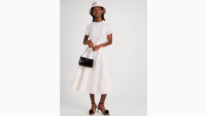 žene Kate Spade francuska krema cvjetno izvezena cutwork midi suknja odjeća 04HN758
