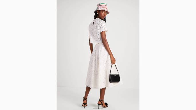 žene Kate Spade francuska krema cvjetno izvezena cutwork midi suknja odjeća 04HN758