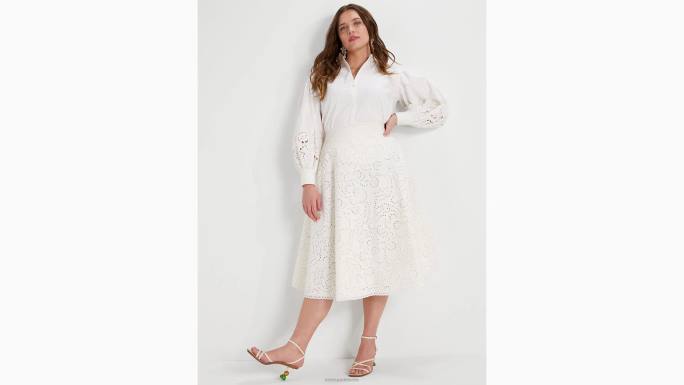 žene Kate Spade francuska krema cvjetno izvezena cutwork midi suknja odjeća 04HN758