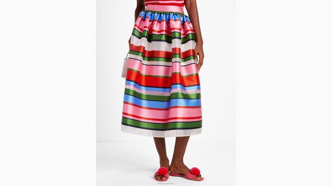 žene Kate Spade francuska krema/multi midi suknja od nedjeljne pruge od organze odjeća 04HN754