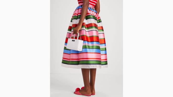 žene Kate Spade francuska krema/multi midi suknja od nedjeljne pruge od organze odjeća 04HN754
