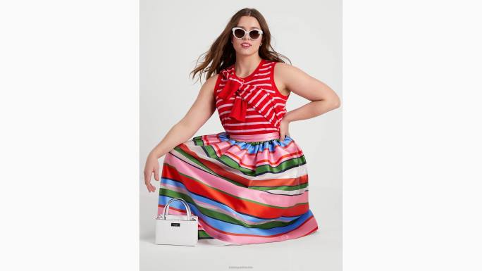 žene Kate Spade francuska krema/multi midi suknja od nedjeljne pruge od organze odjeća 04HN754