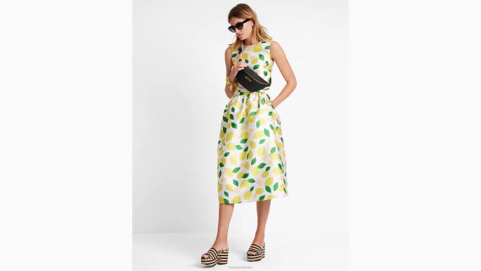 žene Kate Spade krema lemon toss mikado midi suknja odjeća 04HN727
