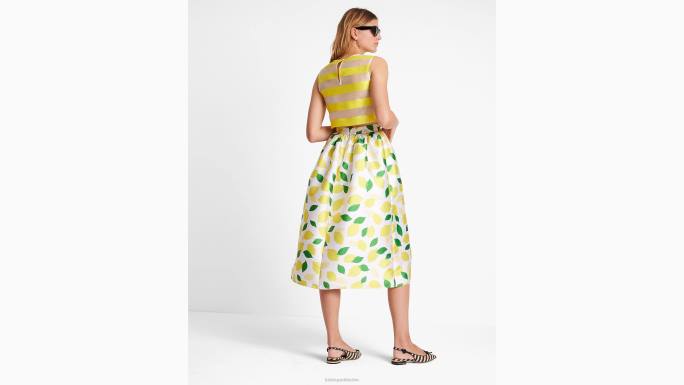 žene Kate Spade krema lemon toss mikado midi suknja odjeća 04HN727