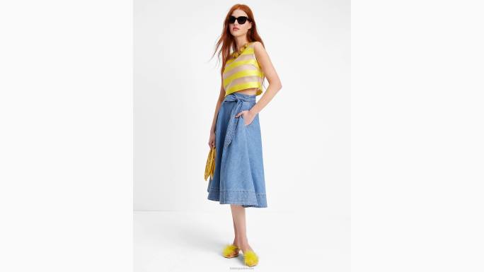 žene Kate Spade ljetni povjetarac plavi chambray midi suknja odjeća 04HN724