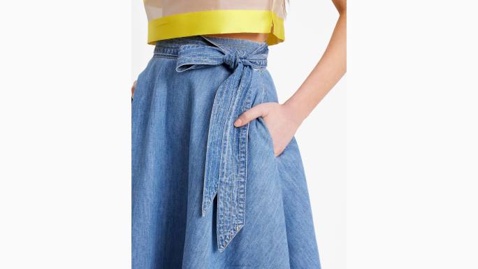 žene Kate Spade ljetni povjetarac plavi chambray midi suknja odjeća 04HN724