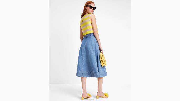 žene Kate Spade ljetni povjetarac plavi chambray midi suknja odjeća 04HN724