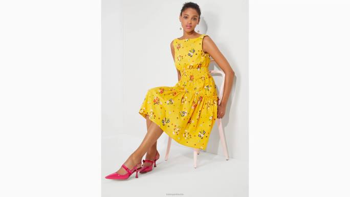 žene Kate Spade šafran žuta bacanje buketa haljina s puhastim strukom odjeća 04HN853