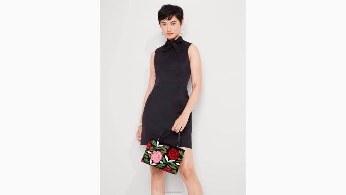 žene Kate Spade crno faille knott haljina odjeća 04HN852