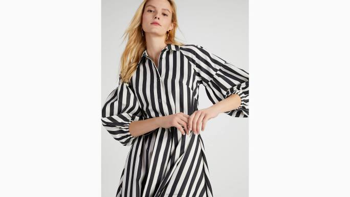 žene Kate Spade crno/krem dakota haljina s terasastim prugama odjeća 04HN751