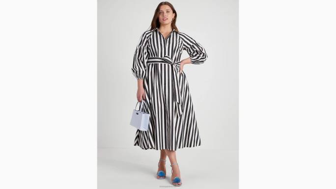 žene Kate Spade crno/krem dakota haljina s terasastim prugama odjeća 04HN751