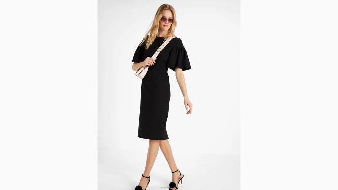žene Kate Spade crno ponte haljina s volanima odjeća 04HN773