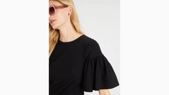 žene Kate Spade crno ponte haljina s volanima odjeća 04HN773