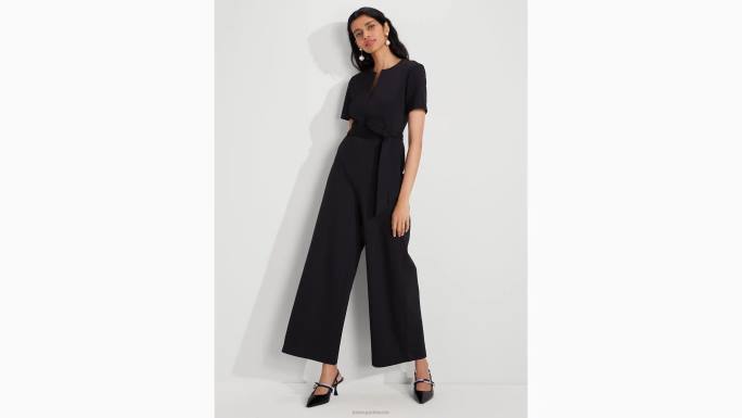 žene Kate Spade crno ponte kombinezon s podijeljenim ovratnikom odjeća 04HN701