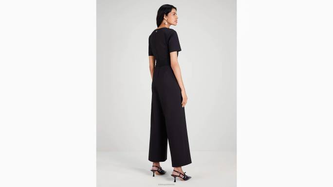 žene Kate Spade crno ponte kombinezon s podijeljenim ovratnikom odjeća 04HN701