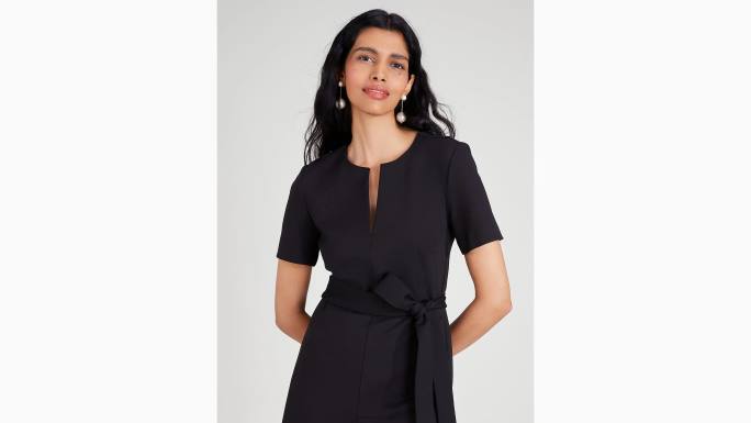 žene Kate Spade crno ponte kombinezon s podijeljenim ovratnikom odjeća 04HN701
