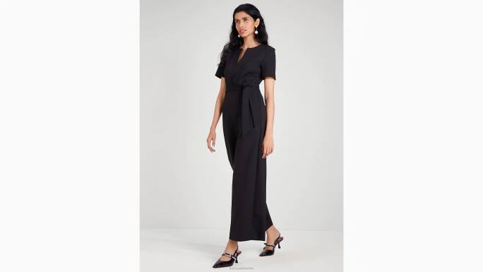 žene Kate Spade crno ponte kombinezon s podijeljenim ovratnikom odjeća 04HN701