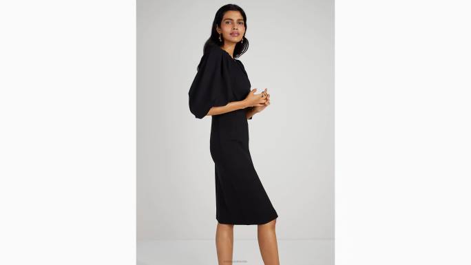 žene Kate Spade crno ponte plisirana haljina na ramenima odjeća 04HN876