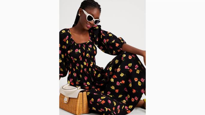 žene Kate Spade crno tulipanska rivijera haljina odjeća 04HN733